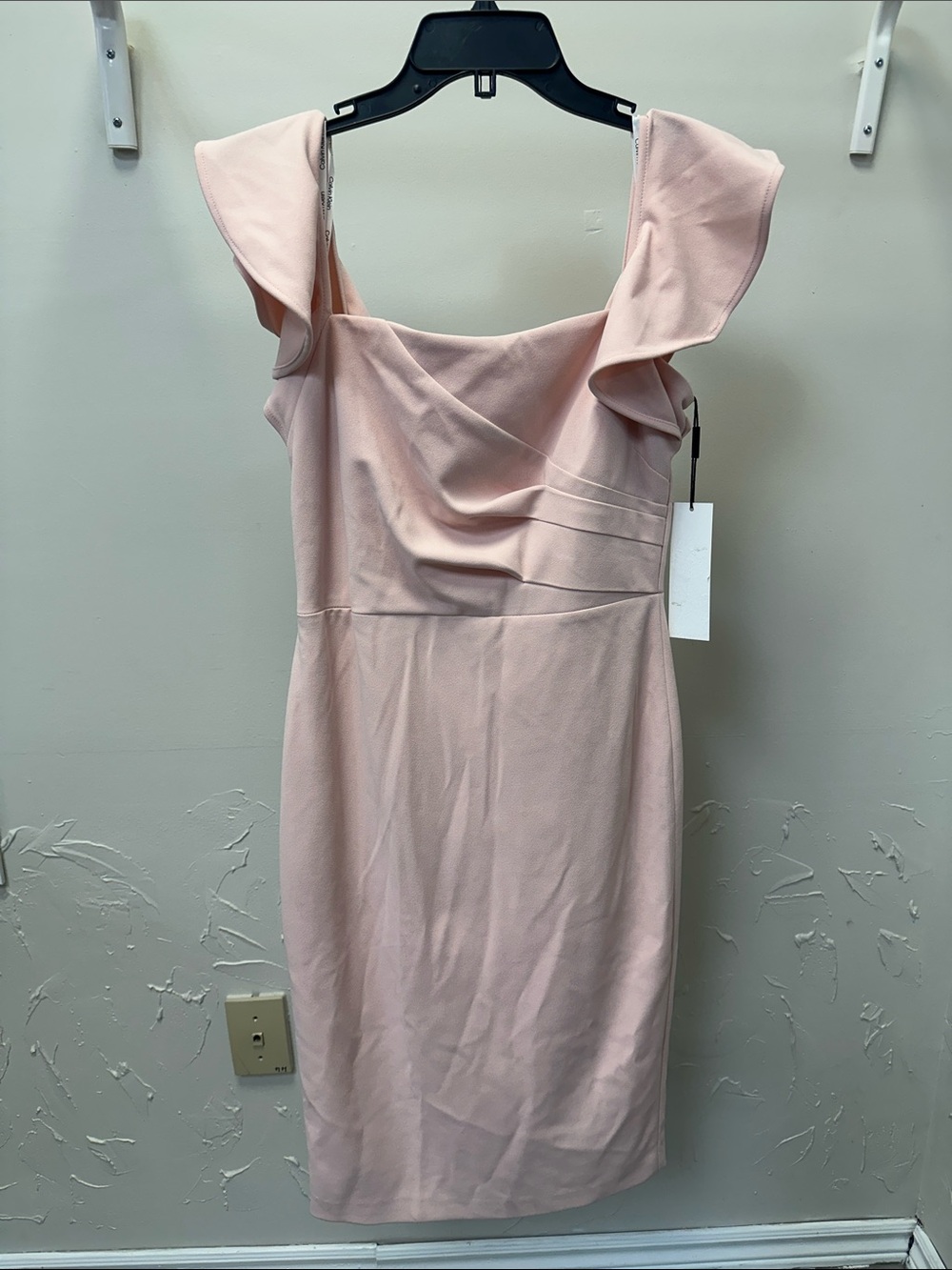 Calvin Klein Blush Pink Ruffle-Sleeve Sheath Dress